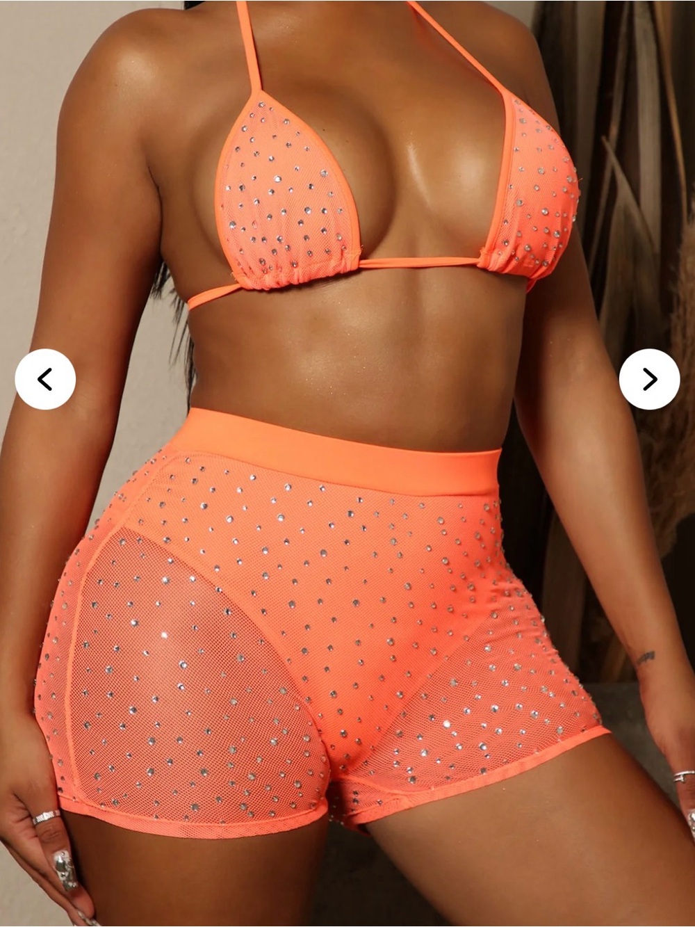 Fashion Nova Neon Orange 2-Piece Sunsuit Set